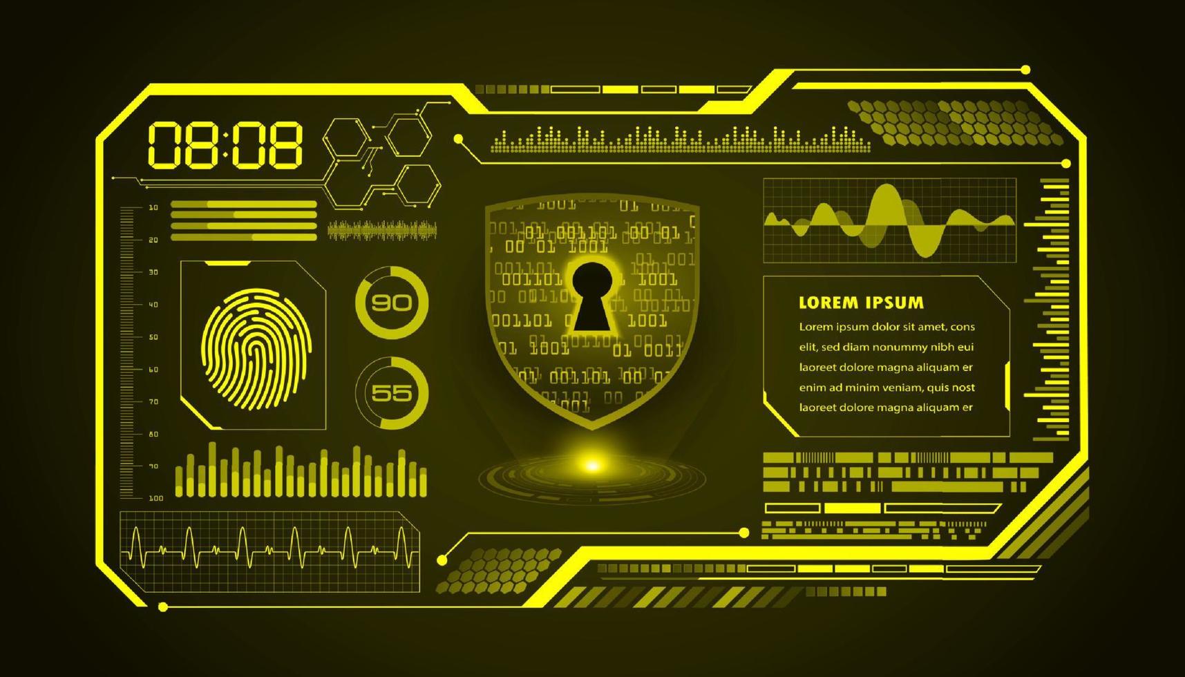Modern HUD Technology Screen Background with padlock vector