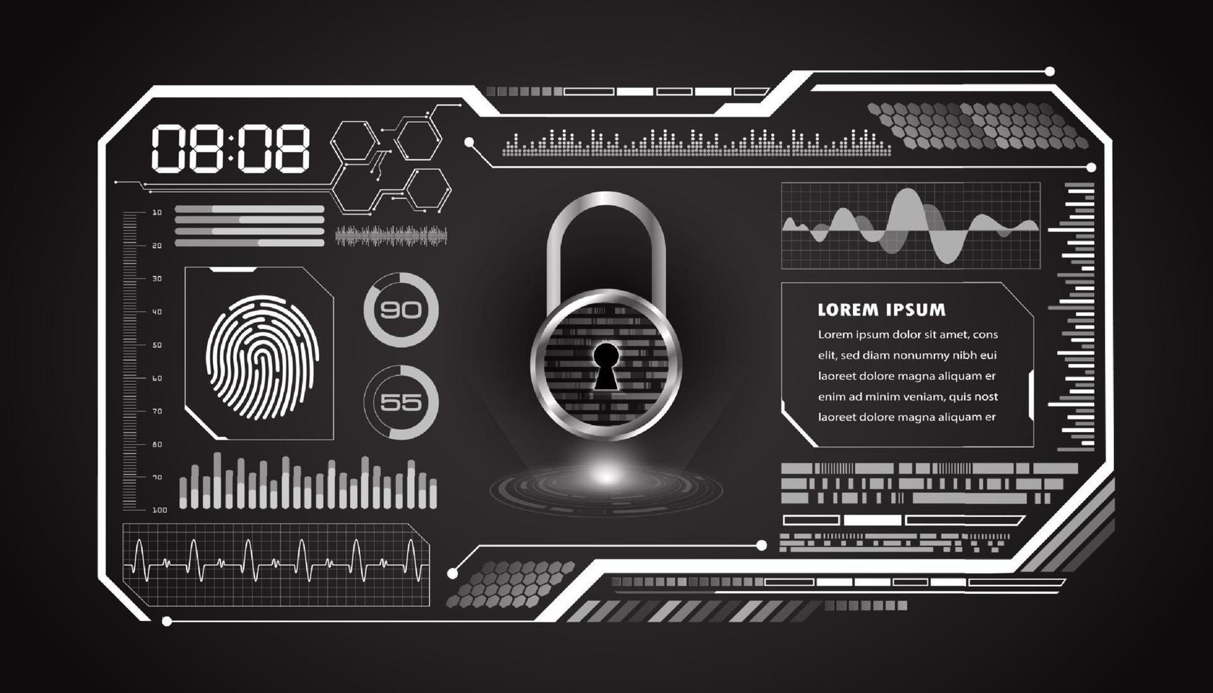 Modern HUD Technology Screen Background with padlock vector