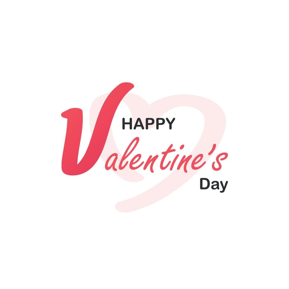 Lettering of Happy Valentines Day. Valentines Day greeting card template with typography text happy valentines day with heart shape isolated on white background. Vector illustration