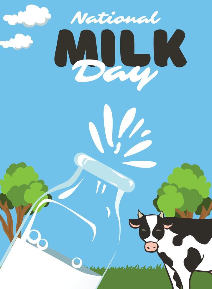 día nacional de la leche. azul verde ilustrado para fondo, pancarta, tarjeta y afiche. ilustración vectorial vector