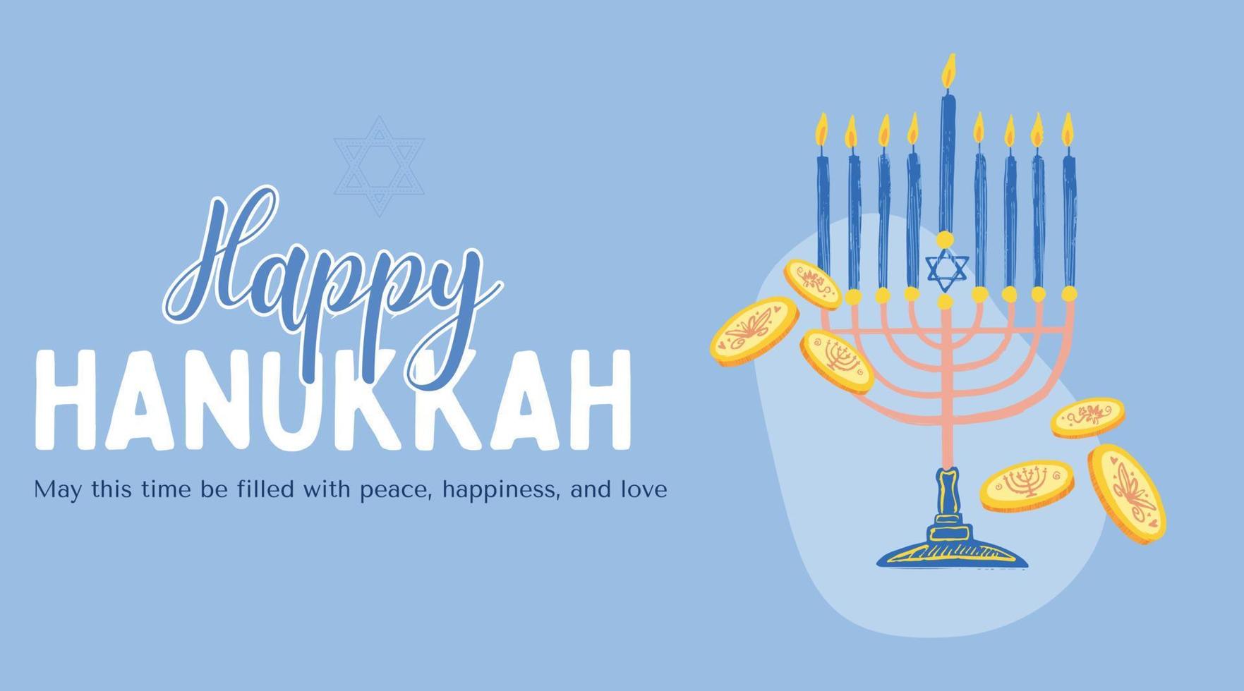 ilustración azul feliz hanukkah. ilustración vectorial vector