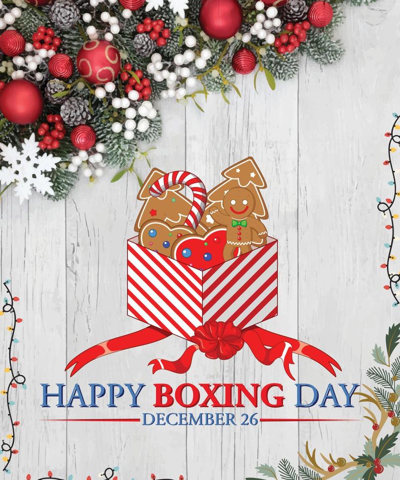 Happy Boxing day With Beautiful Wood Background. vector