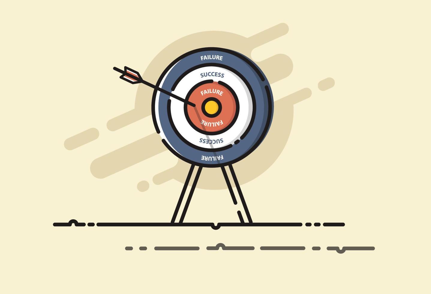 Arrows hit the FAILURE text on target. Successful aiming to success bullseye. Business , Financial and Investment concept. MBE design. Vector illustrator.