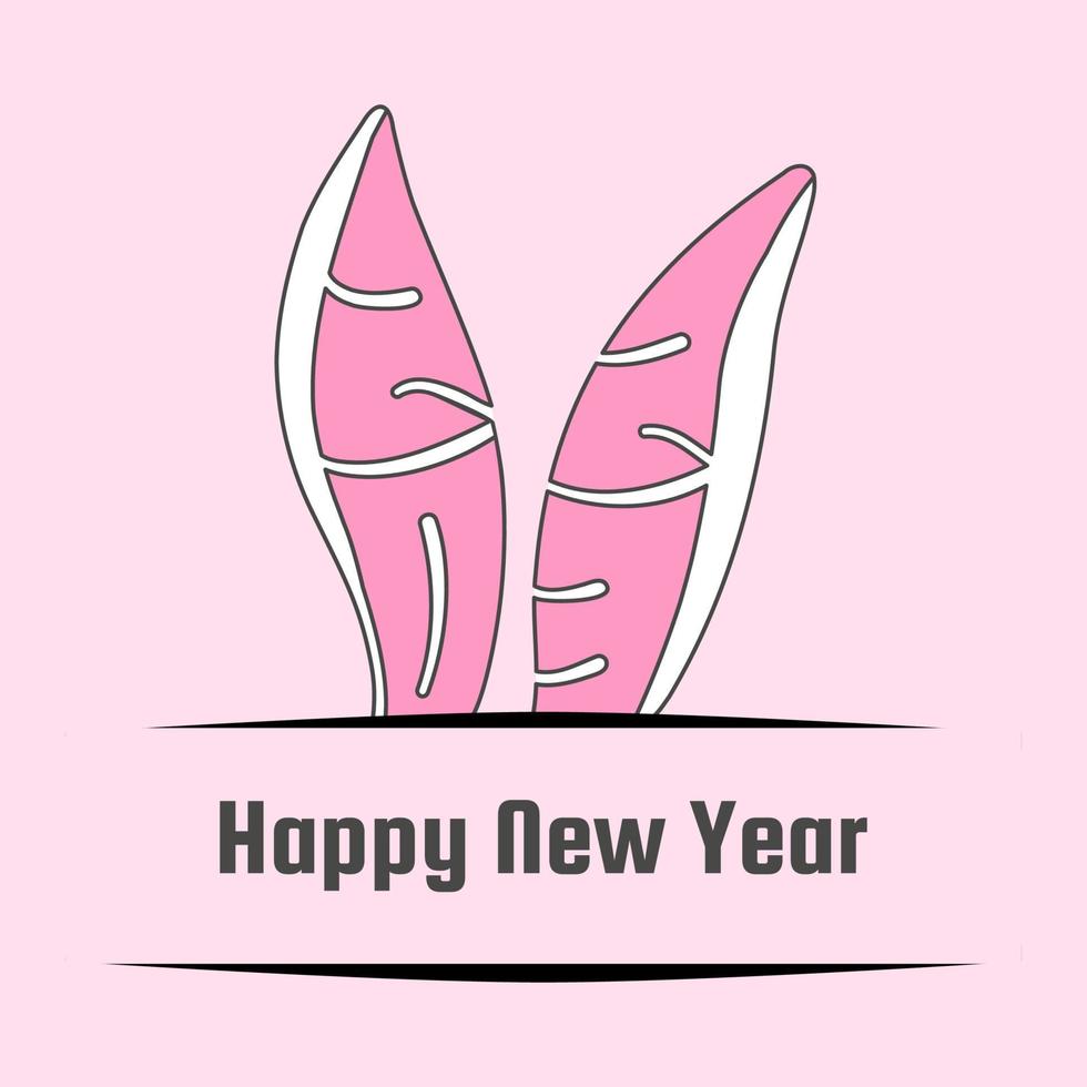 Set of trendy New Year design with typography. 2023 Happy New Year with cute bunny ears vector. Rabbit ears. Easter bunny vector