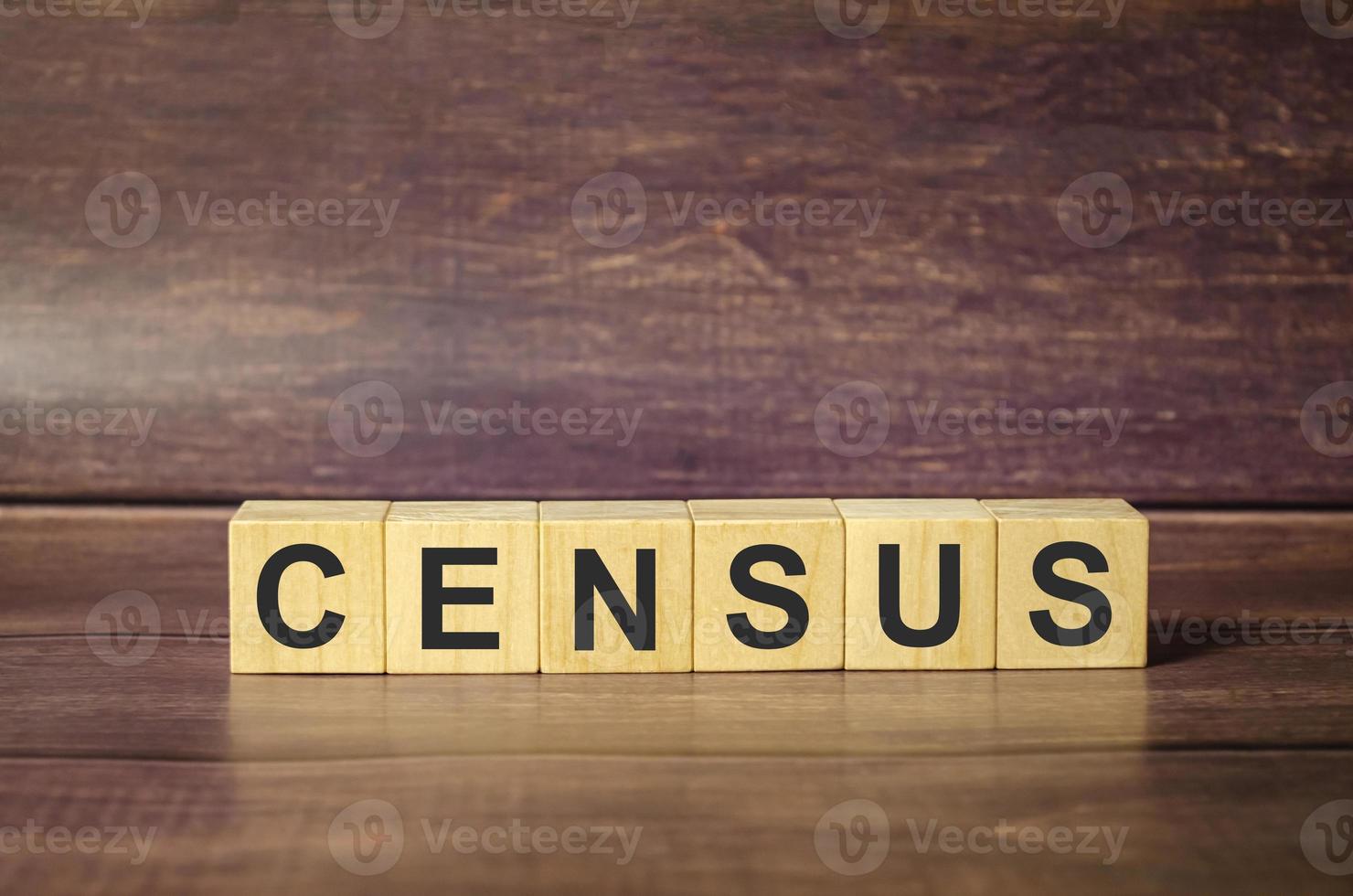 CENSUS word made with building blocks and brown background photo