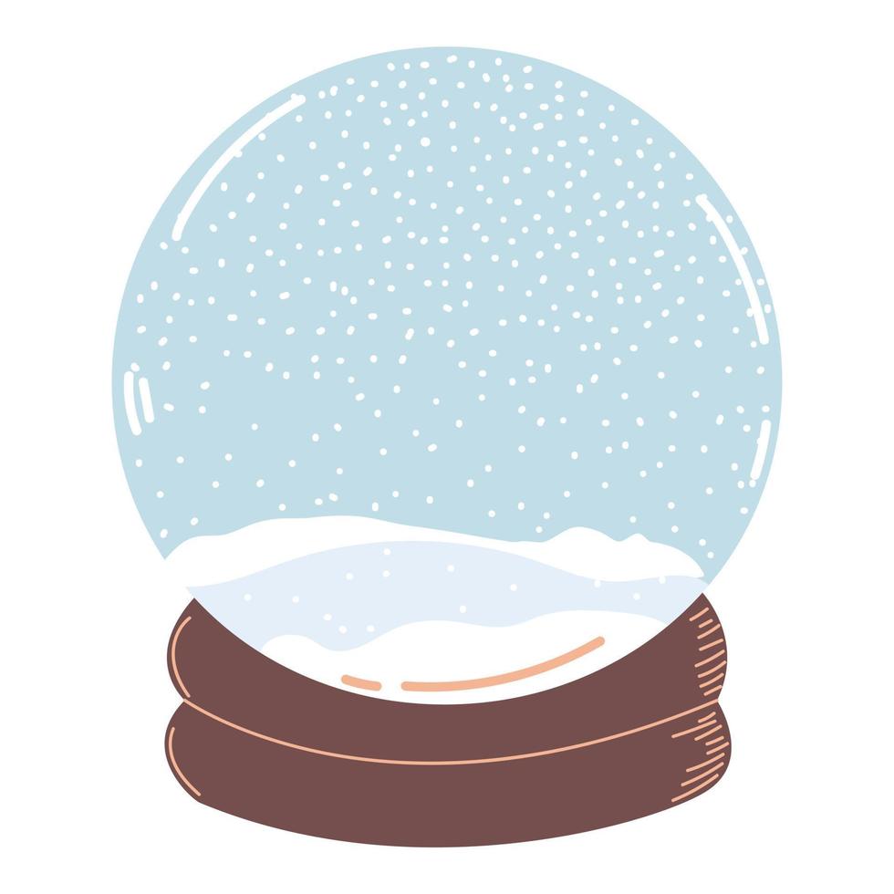 Snow globe empty. Vector illustration. Christmas  snow ball with winter snowflakes. Present for cozy winter time