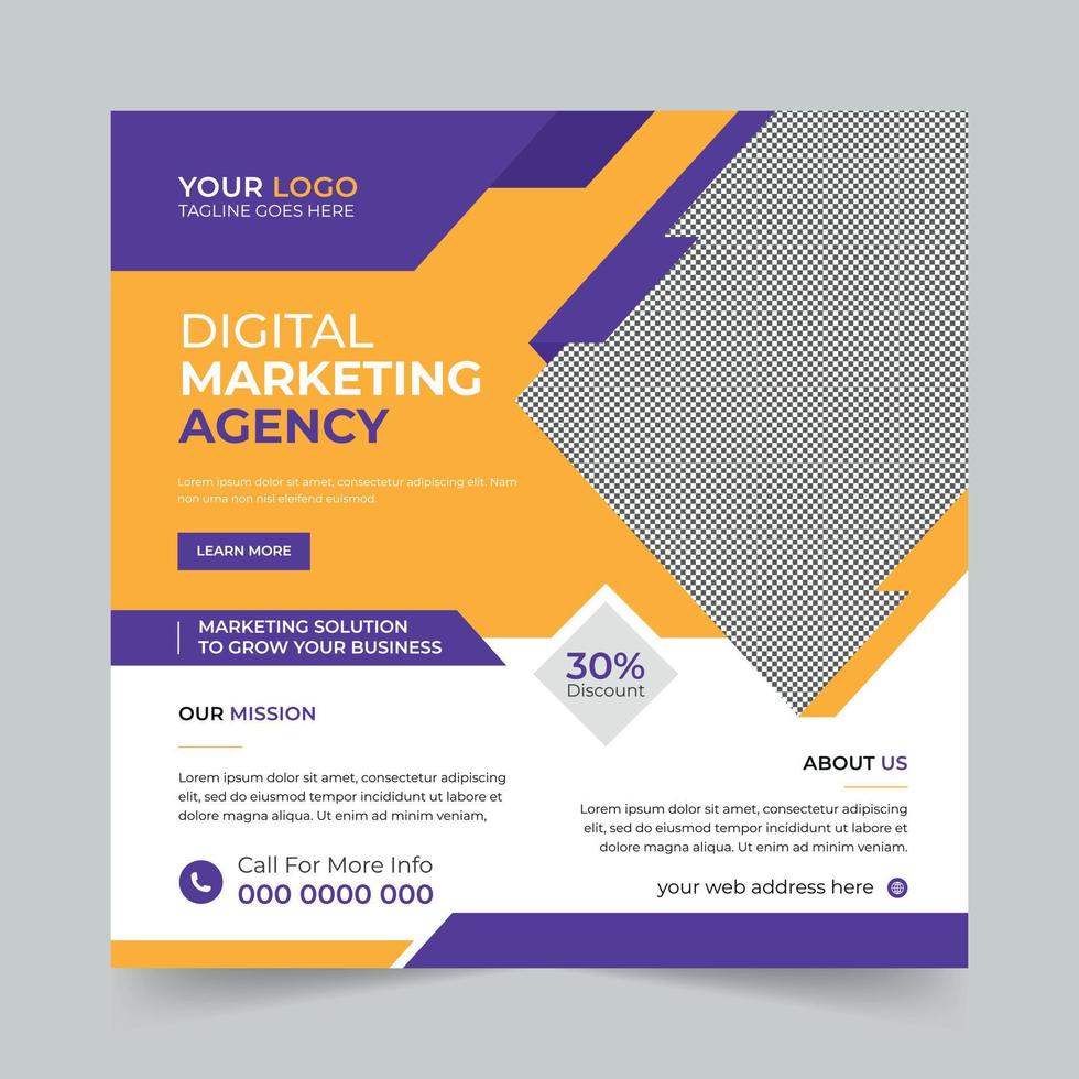 Editable Business social media post, Digital marketing agency Corporate banner promotion ads sales and discount banner vector template design.