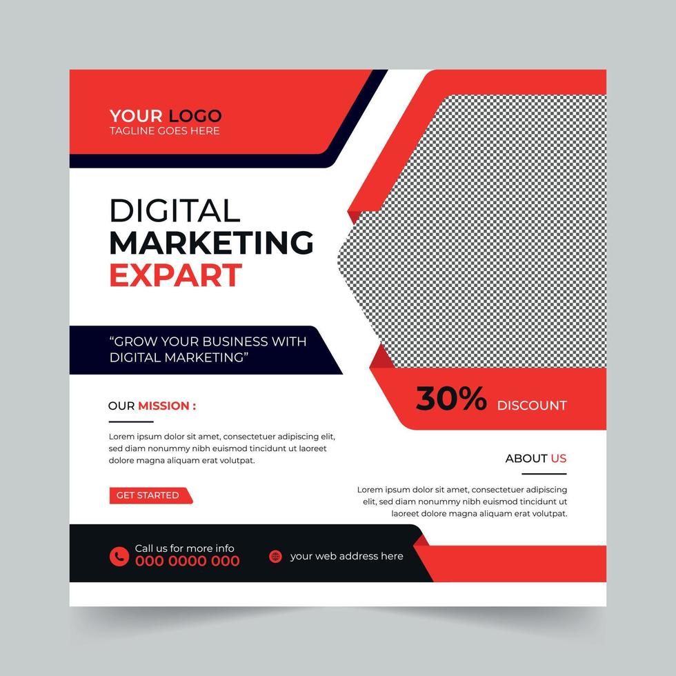 Editable Business social media post, Digital marketing agency Corporate banner promotion ads sales and discount banner vector template design.