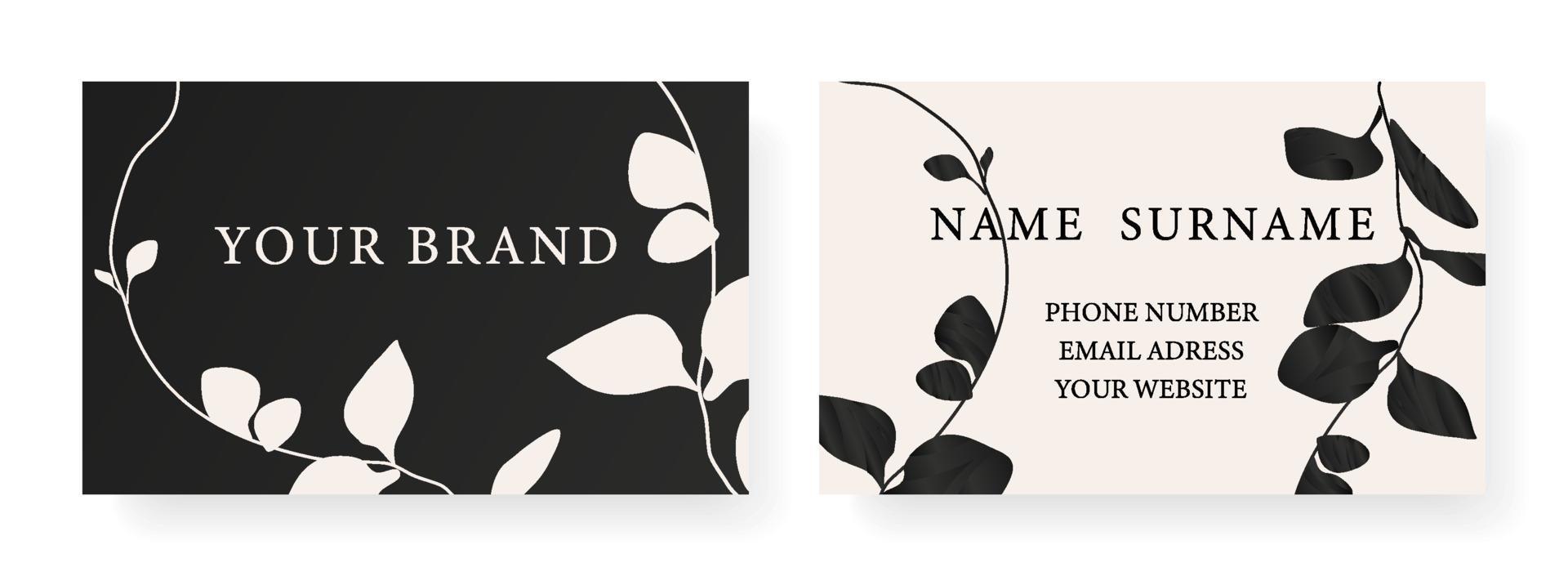 Business Card template design floral modern  background for Luxury. Vector template for banner, premium invitation, luxury voucher, prestigious gift certificate.