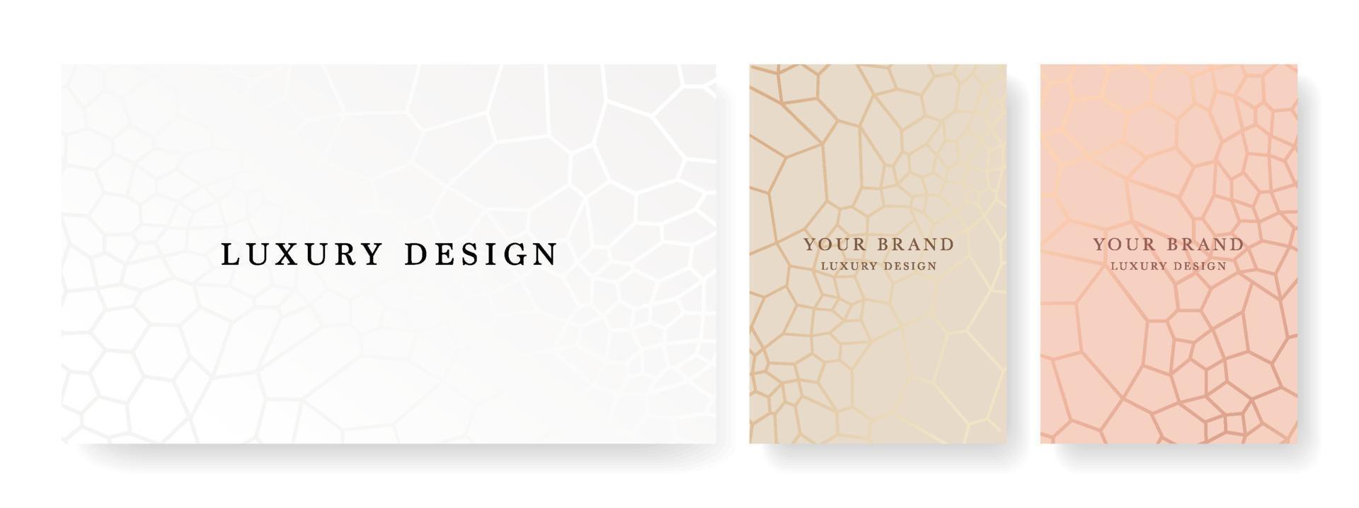 luxury banner in light colors, frame design set with gold geometric pattern. Luxury premium background pattern for menu, elite sale, luxe invite template, luxury voucher. vector