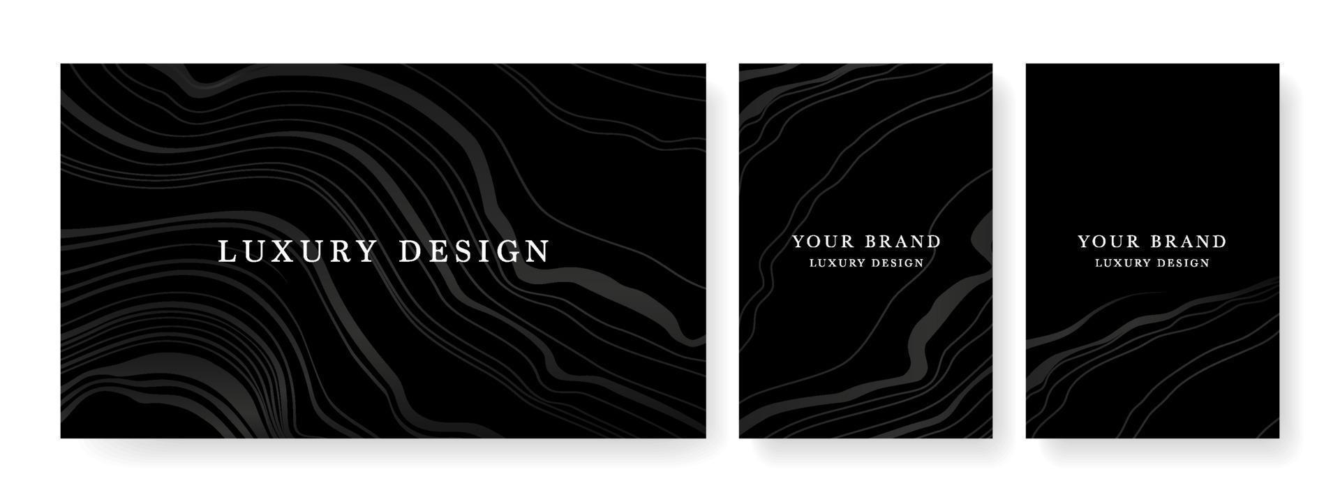 Luxury banner in dark colors, frame design set with gold geometric pattern. Luxury premium background pattern for menu, elite sale, luxe invite template, luxury voucher. vector