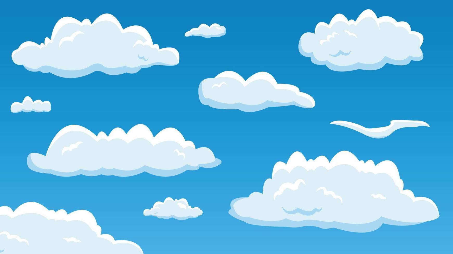 cielo de dibujos animados con nubes aleatorias ilustración de fondo vectorial diseño del cielo. vector