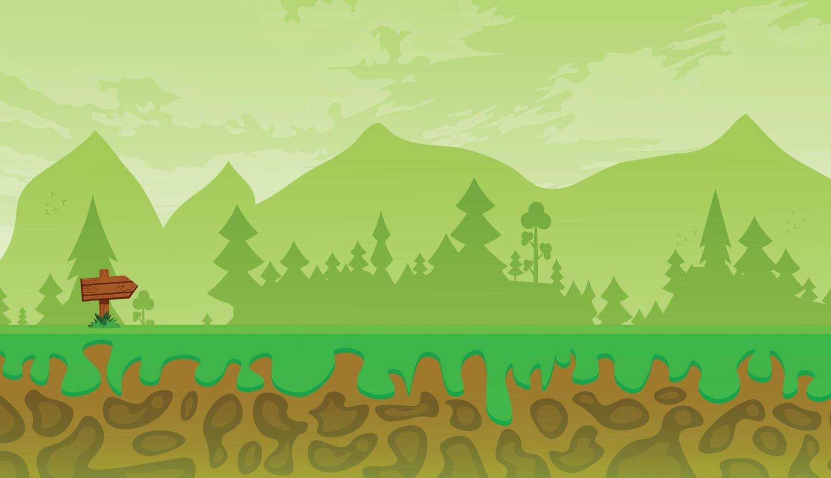 Arte de juegos 2d, paisaje natural para juegos, aplicaciones móviles y computadoras, ilustración vectorial de fondo de juegos. vector