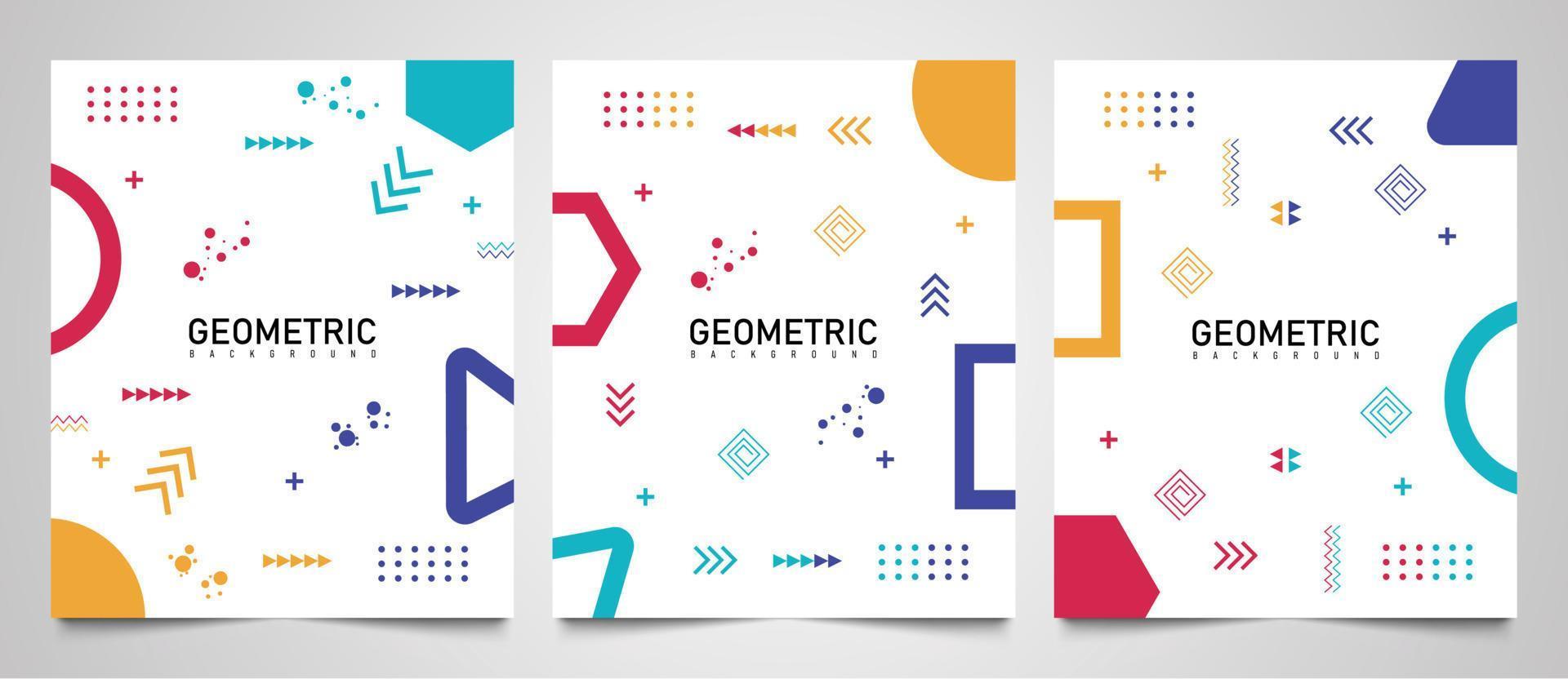 Set of abstract geometric style background covers, collection of cool bright covers abstract shapes template. vector