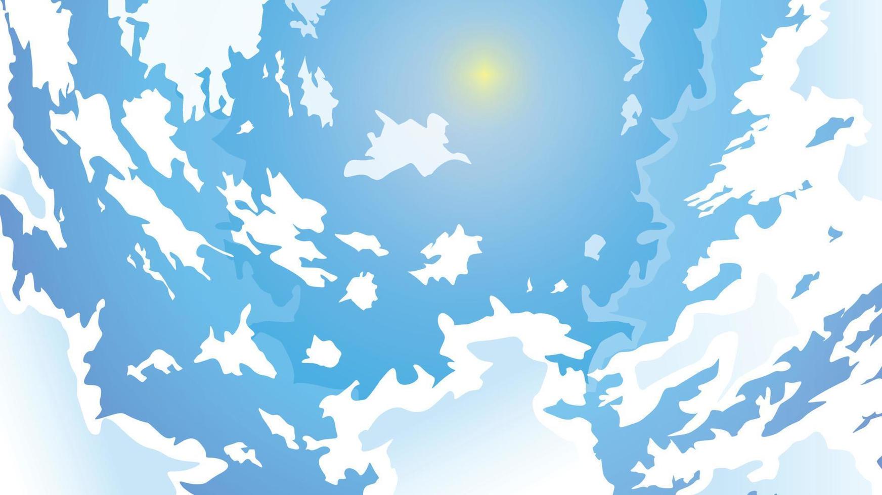 Cartoon sky with random clouds vector background illustration sky design.