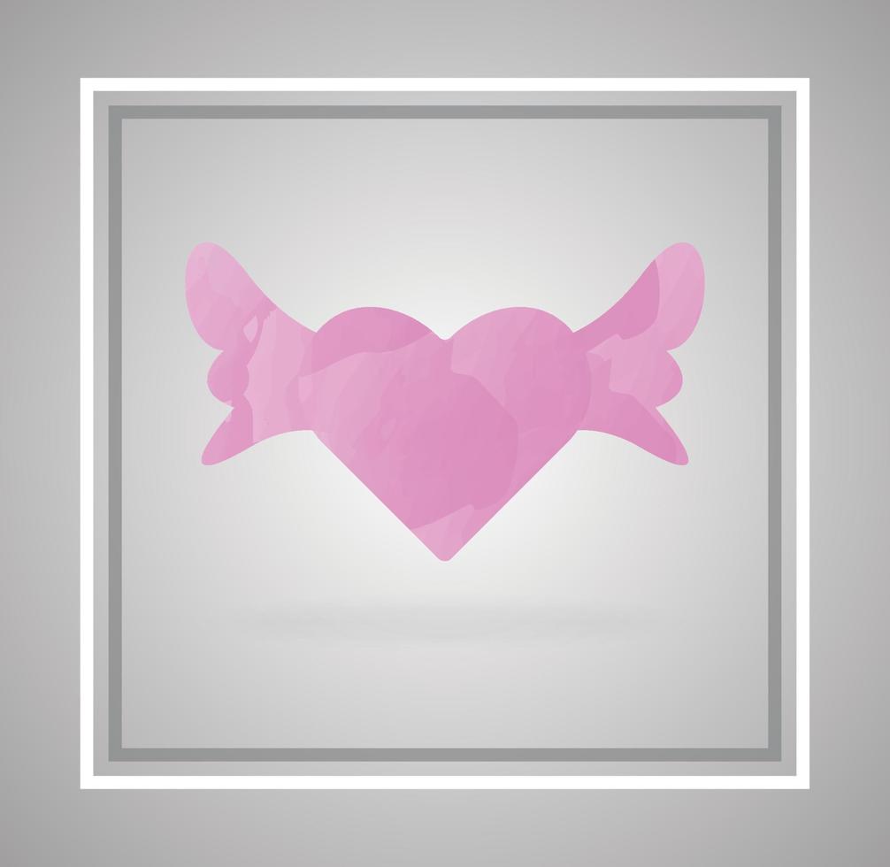 Hand painted abstract watercolor Heart icon card, pink watercolor vector illustration art.