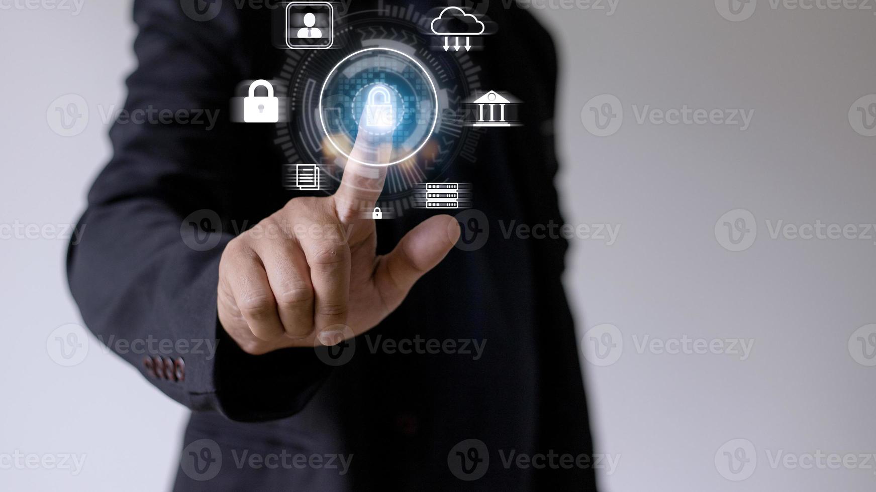 Cyber Protection Data Security Internet Privacy Internet technology concept on virtual screen. photo