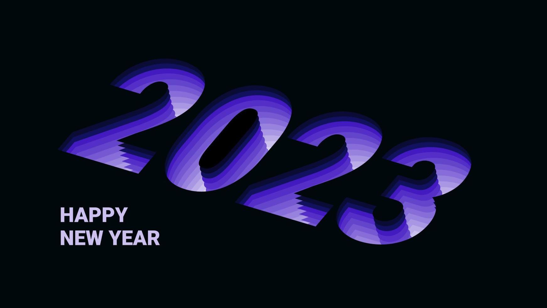Happy new year 2023 futuristic infinity mirror design vector