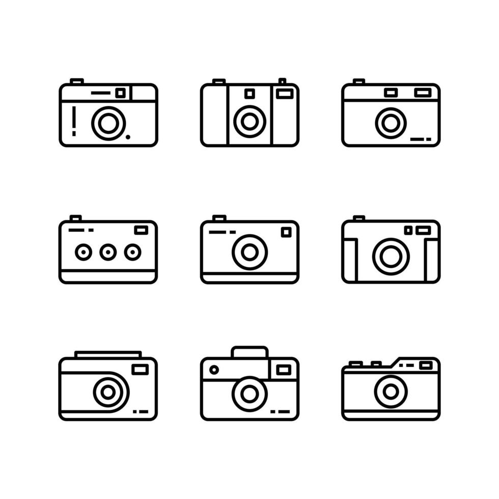 Camera outline icon set. Vector illustration.