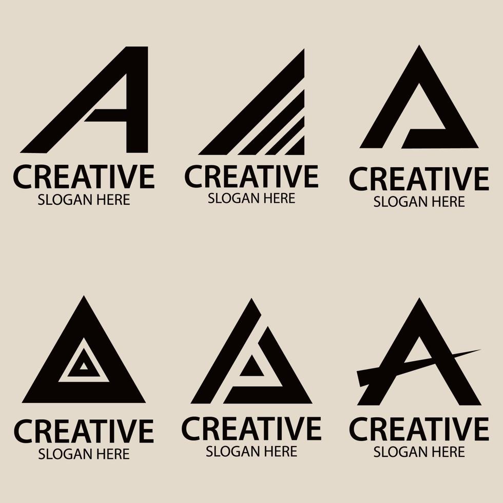 Set creative collection letter A logo design template. icon for technology, internet, digital. vector