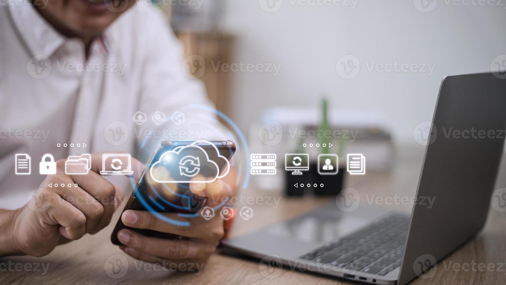 Cloud technology concept. Computing data storage. Software infrastructure. photo