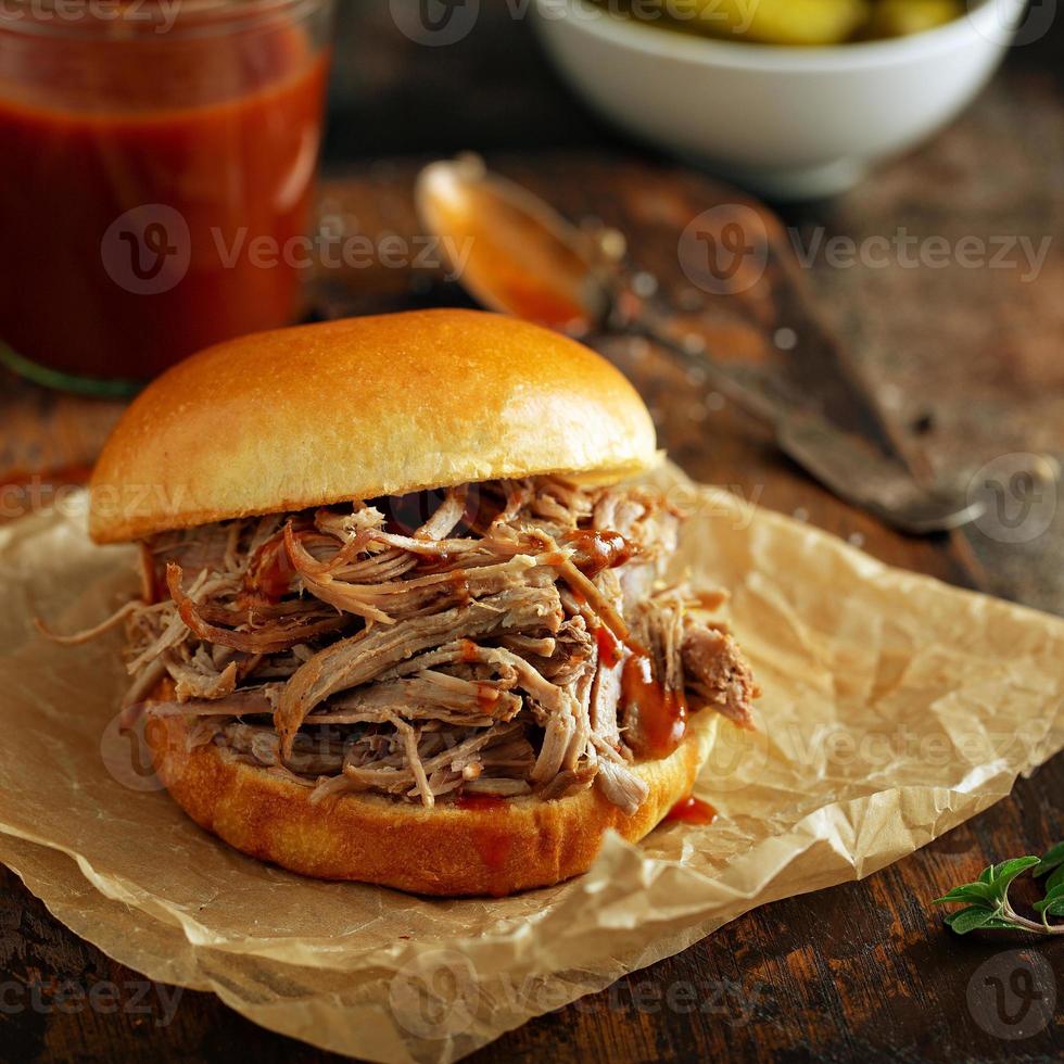 Pulled pork sandwich photo