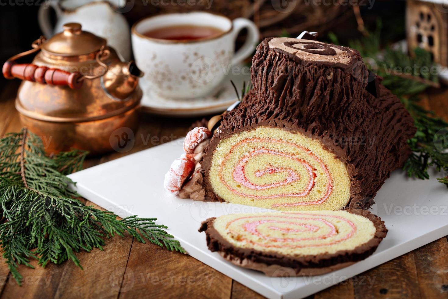 Christmas log cake photo