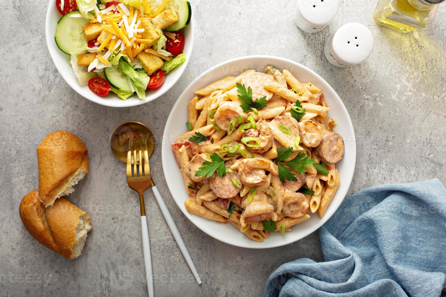 Cajun shrimp and sausage pasta photo