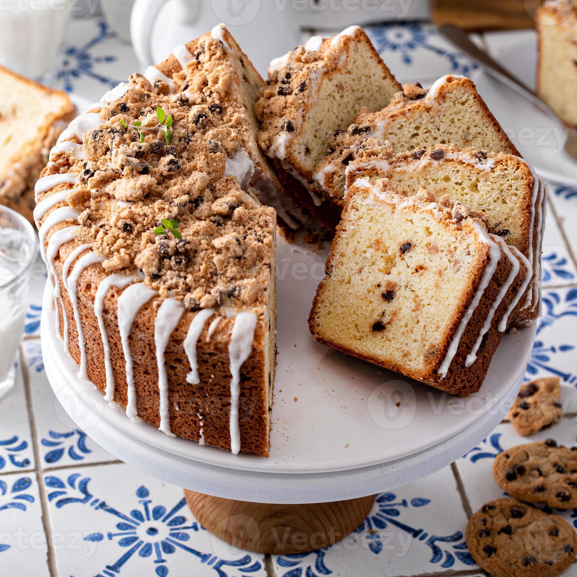 Chocolate chip cookie pound cake made in a tube pan 15944660 Stock