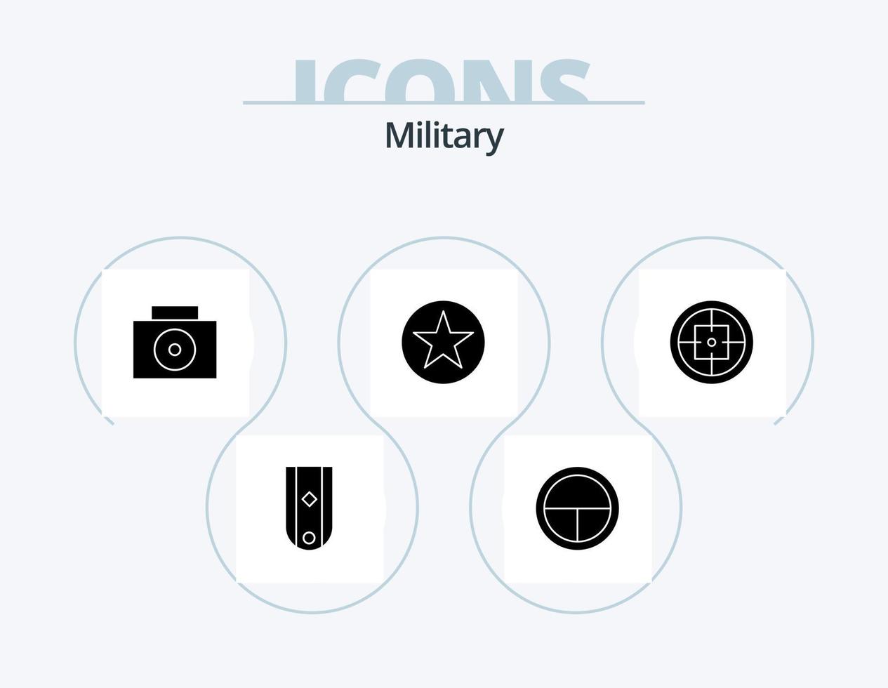 Military Glyph Icon Pack 5 Icon Design. badge. star. soldier. insignia. circle vector
