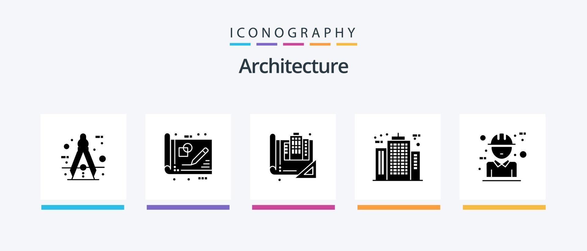 Architecture Glyph 5 Icon Pack Including building. architect. drawing. drawing. blueprint. Creative Icons Design vector