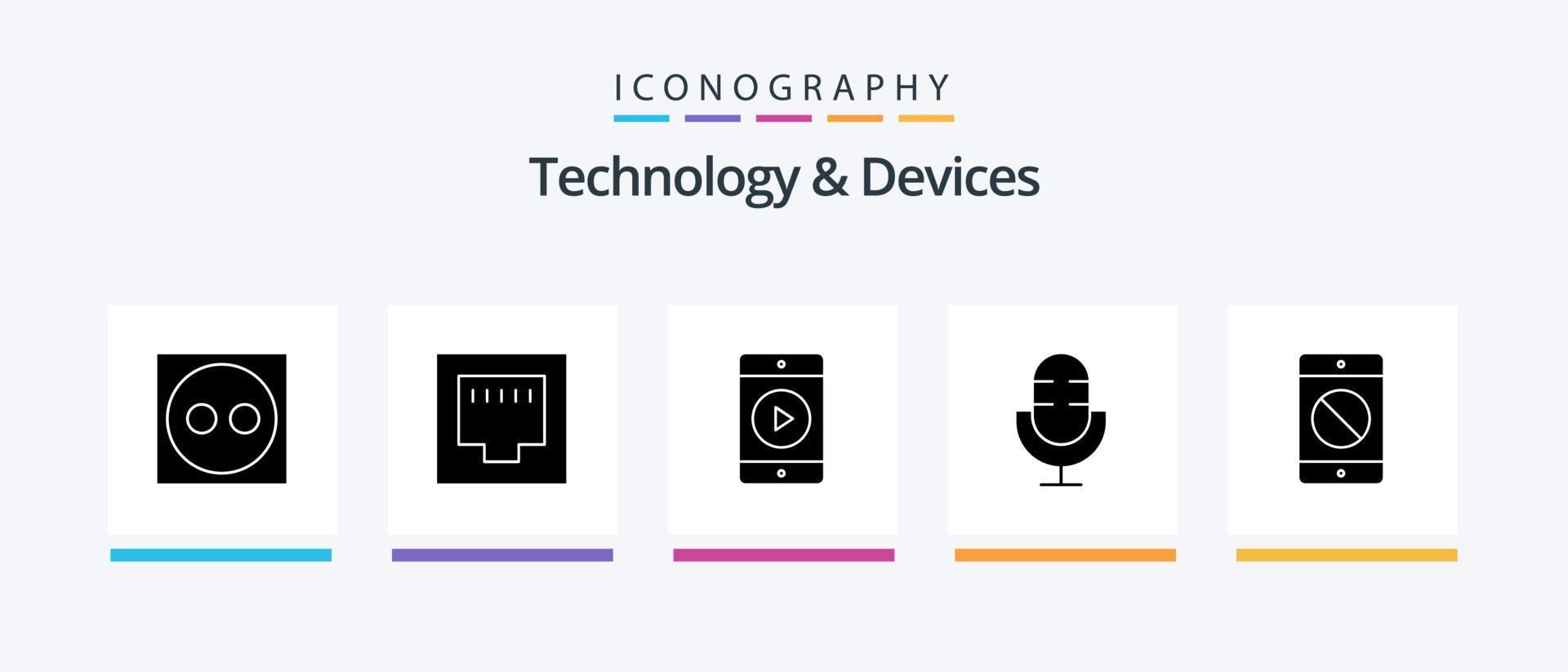 Devices Glyph 5 Icon Pack Including error. device. play. cellphone. products. Creative Icons Design vector