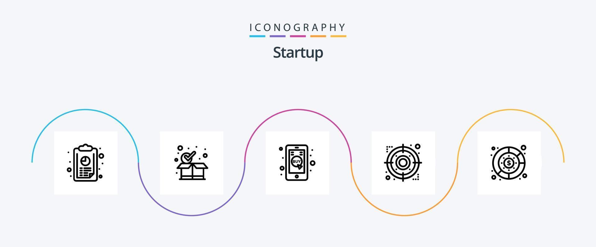 paquete de iconos de línea de inicio 5 que incluye gráfico. enfocar. haga clic en móvil. objetivo. flecha vector