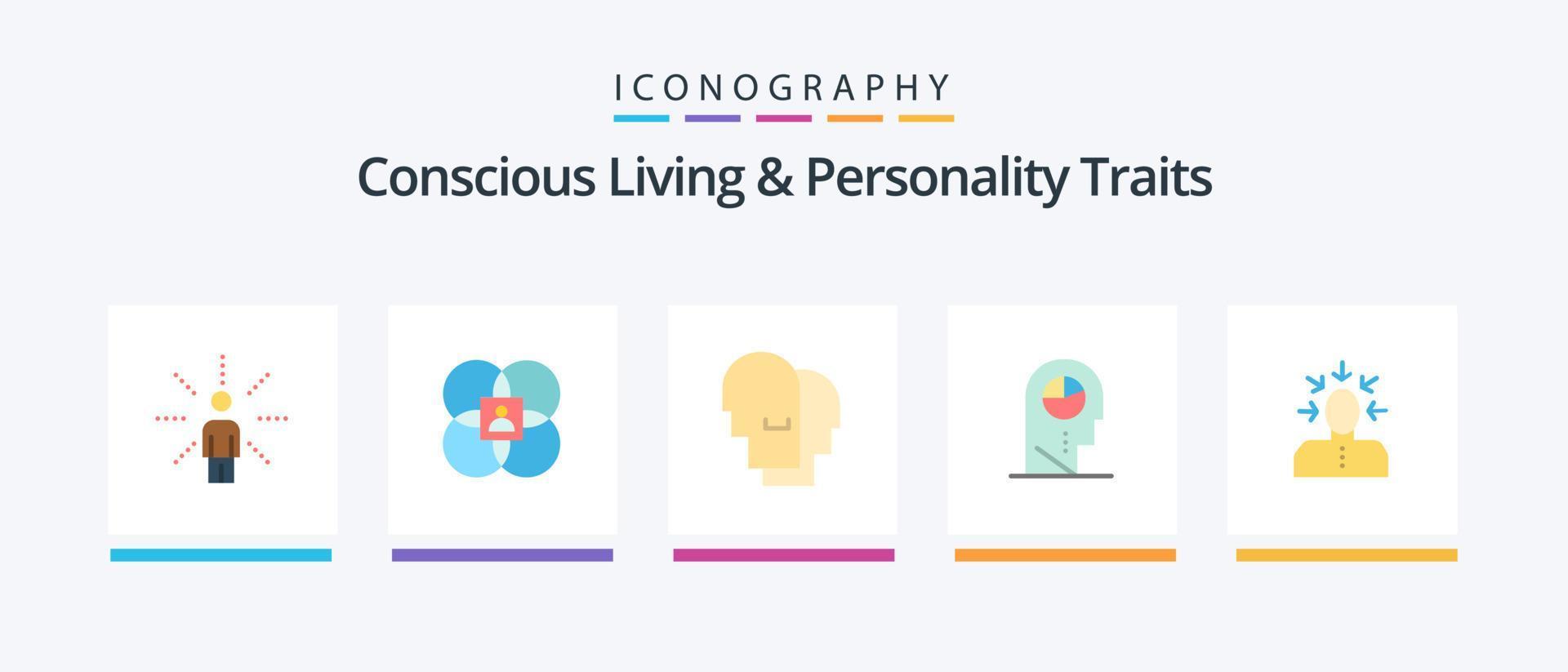 vida consciente y rasgos de personalidad paquete de iconos planos 5 que incluye sombrero. perfil. modelo. humano. empatía. diseño de iconos creativos vector