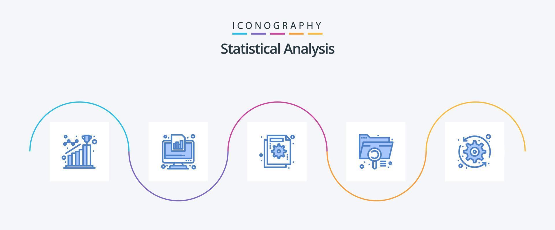 Statistical Analysis Blue 5 Icon Pack Including document. analysis. graph. graph. chart vector