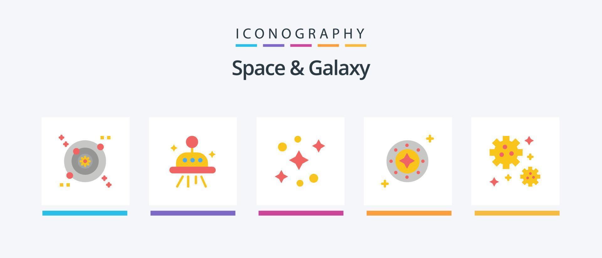 Space And Galaxy Flat 5 Icon Pack Including space. astronaut. stars. universe. space. Creative Icons Design vector