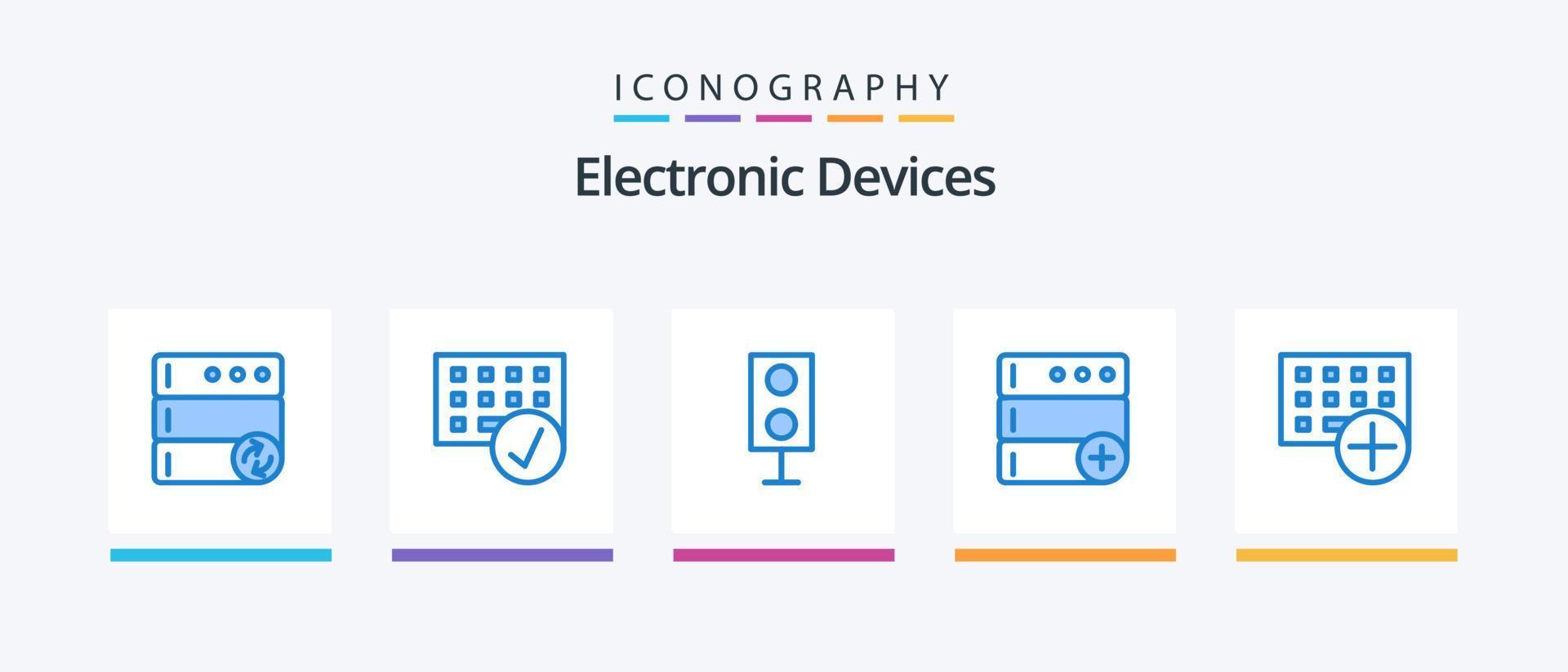 Devices Blue 5 Icon Pack Including computers. new. devices. database. technology. Creative Icons Design vector