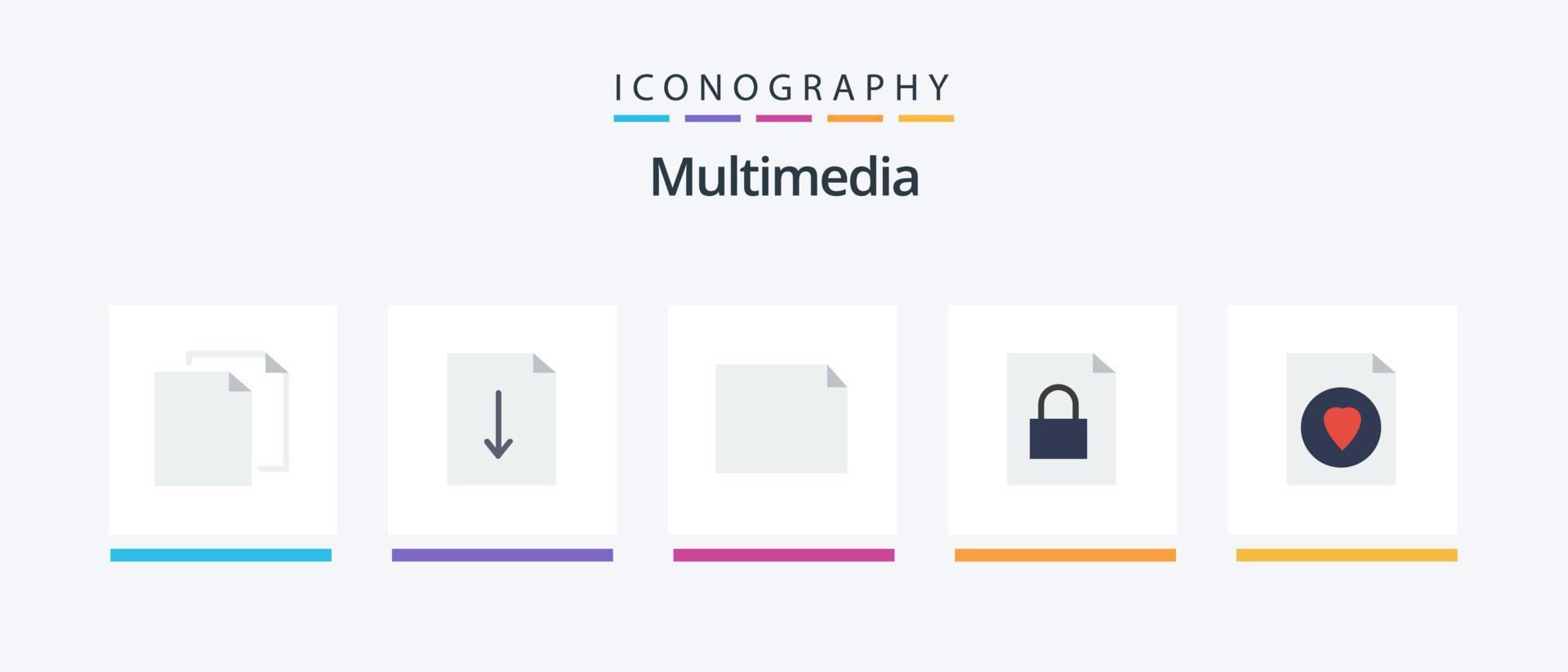 Multimedia Flat 5 Icon Pack Including . file. file. favorite. lock. Creative Icons Design vector