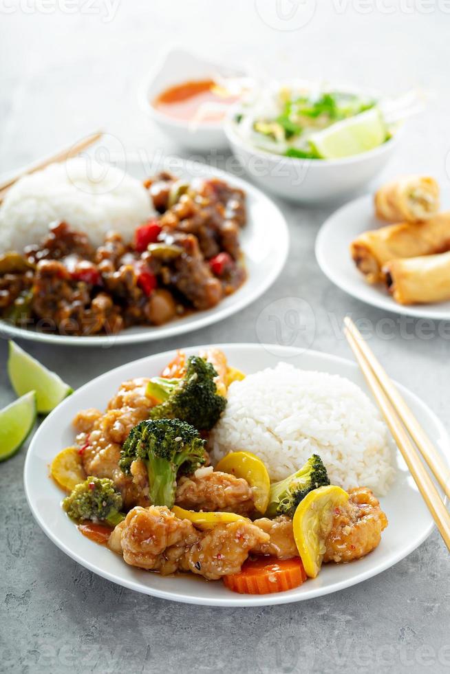 Sweet and sour chicken with vegetables photo