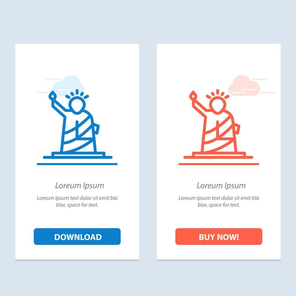 Landmarks Liberty Of Statue Usa  Blue and Red Download and Buy Now web Widget Card Template vector