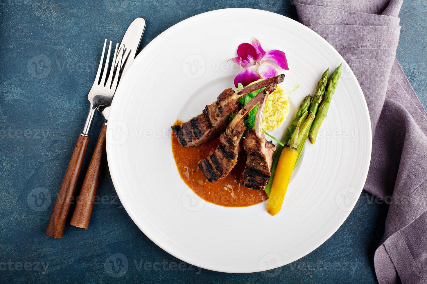 Lamb chops with fried rice photo