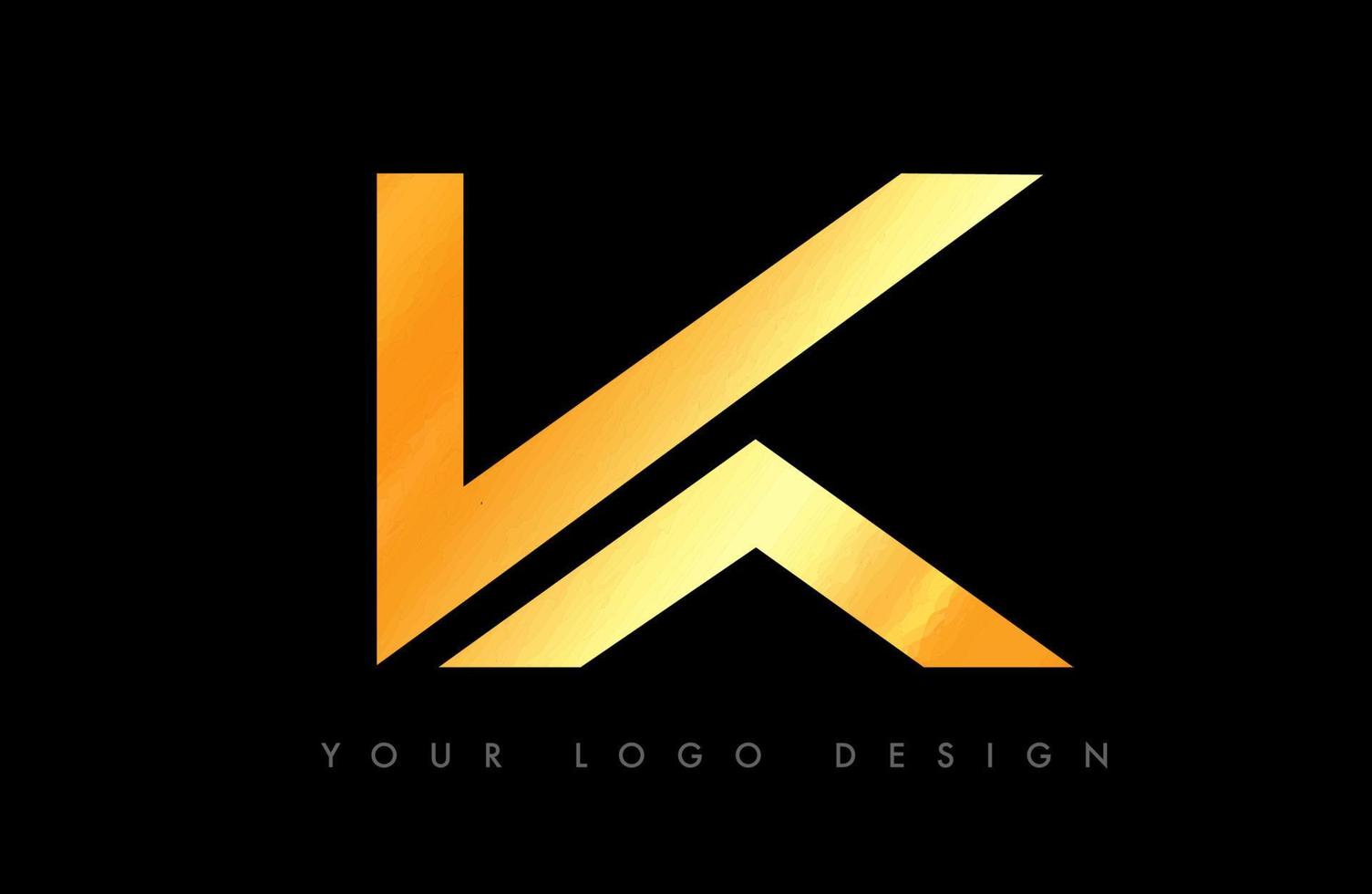 logotipo de concepto de letra ka ak. vector de icono de letra k con forma creativa y diseño minimalista en dorado