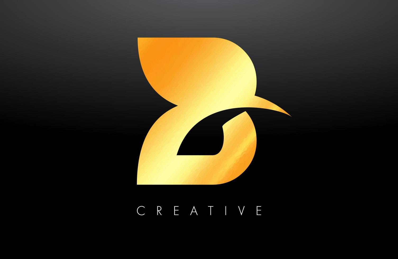 Golden Letter B Logo Design in Blue and Purple Colors. Minimalist Creative and modern Icon Vector