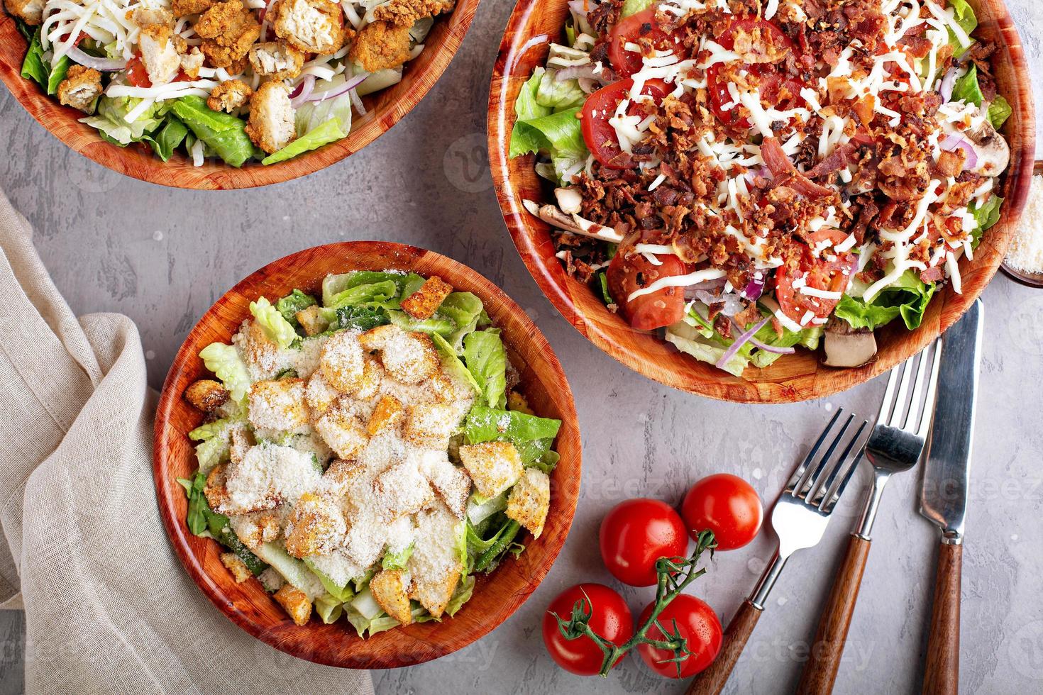 Variety of restaurant style salads photo