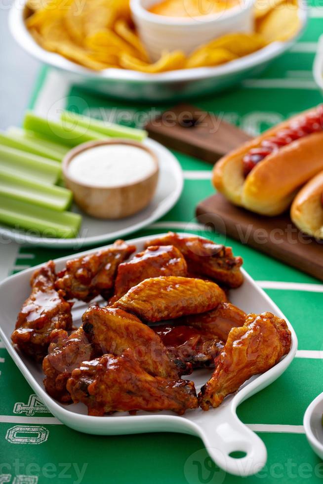 Game day food for Super Bowl, bbq wings photo