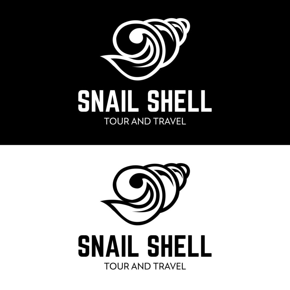 Snail shell beach on island vacation tour and travel business company logo design vector