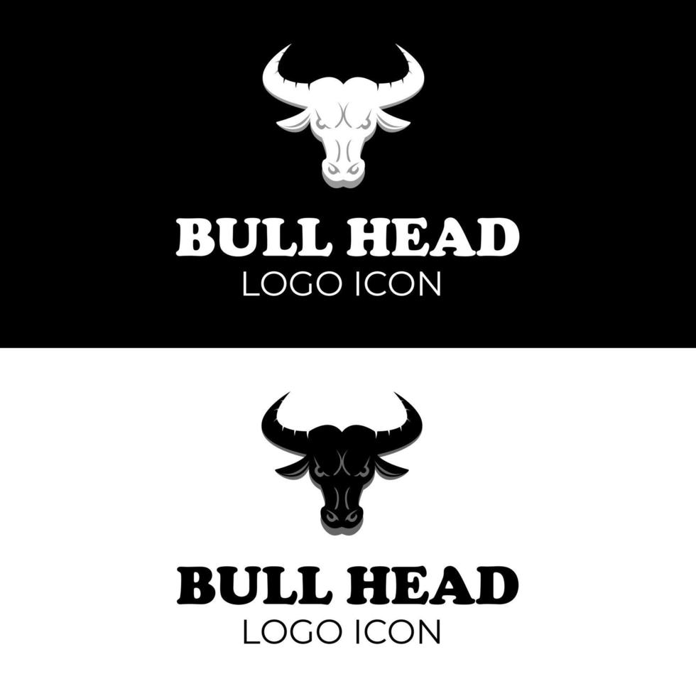 Bull head with big horn and angry face for retro vintage ranch farm logo design vector