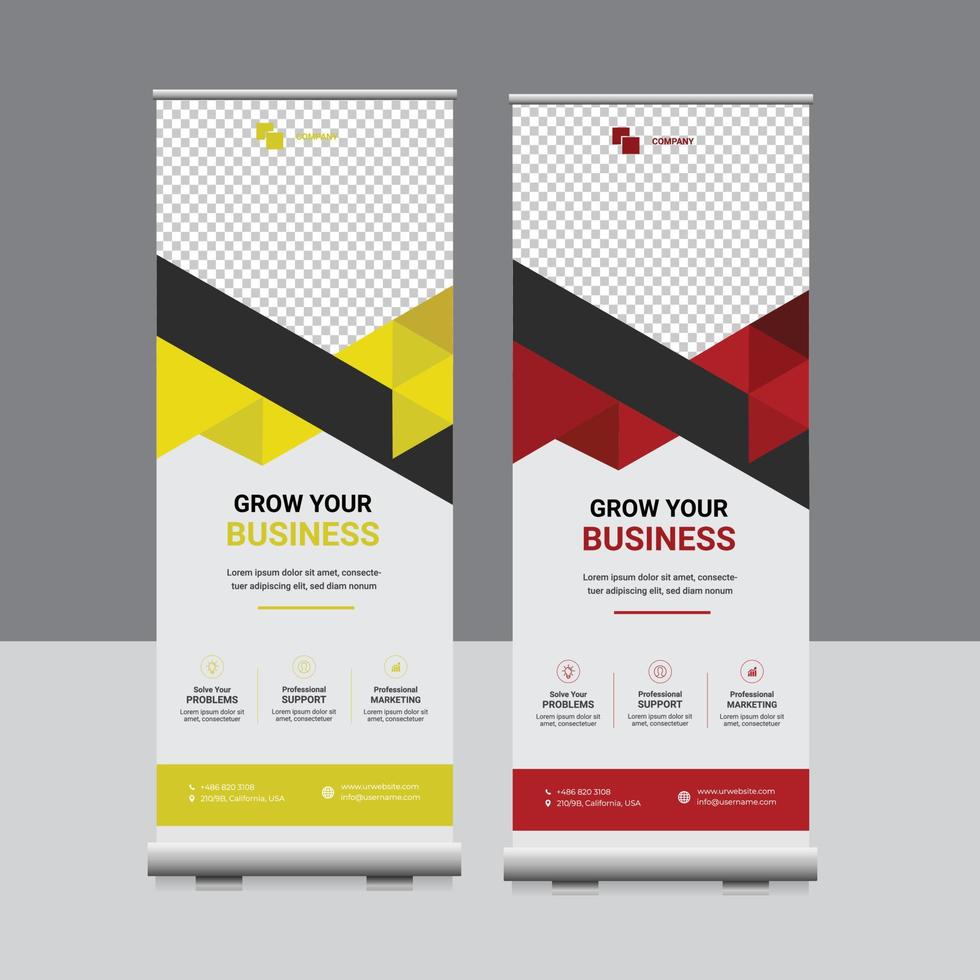 Business roll-up banner mockup vector