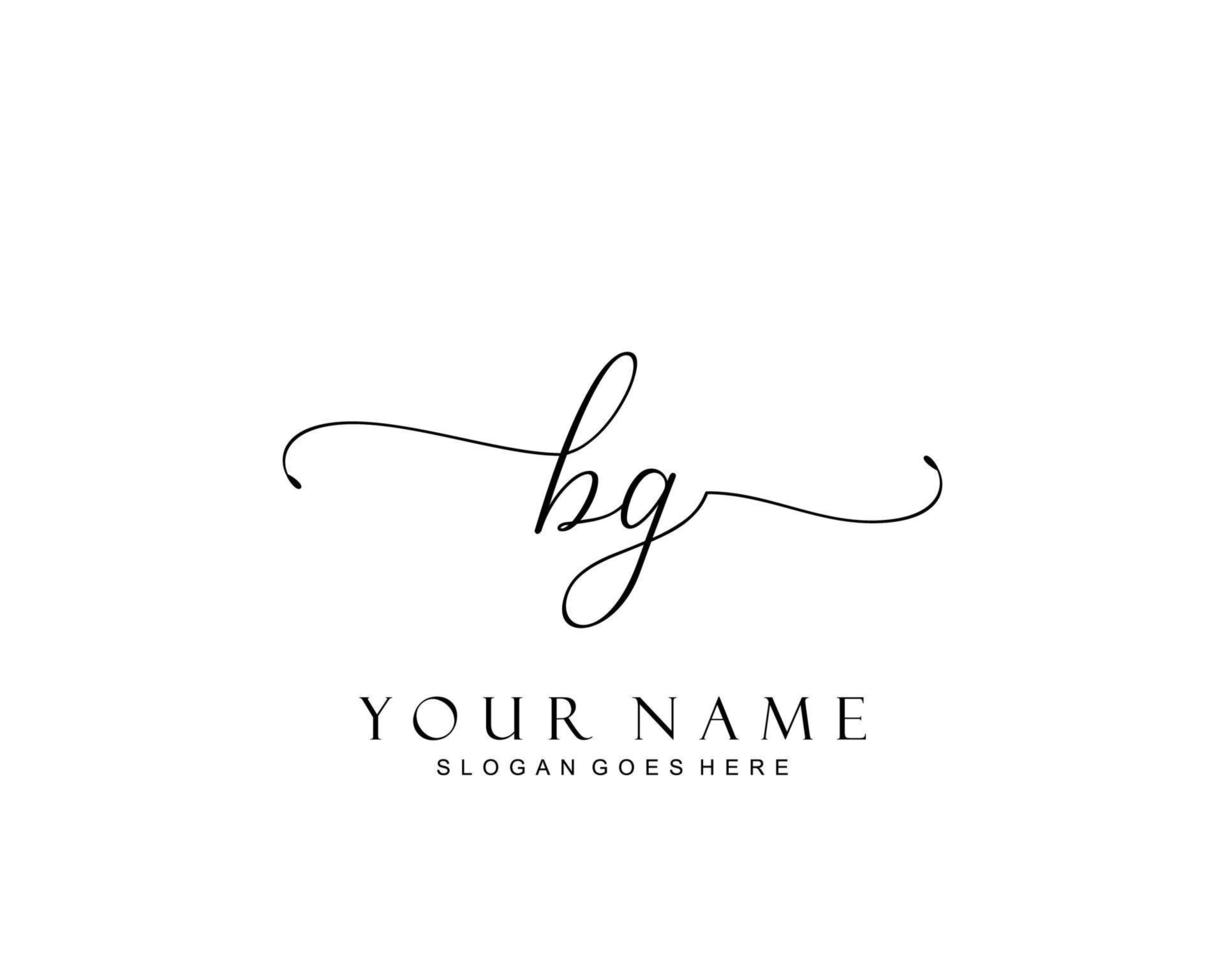 Initial BG beauty monogram and elegant logo design, handwriting logo of initial signature, wedding, fashion, floral and botanical with creative template. vector