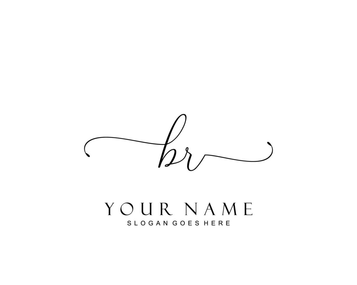 Initial BR beauty monogram and elegant logo design, handwriting logo of initial signature, wedding, fashion, floral and botanical with creative template. vector